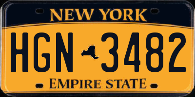 NY license plate HGN3482