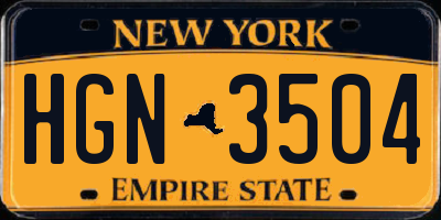 NY license plate HGN3504