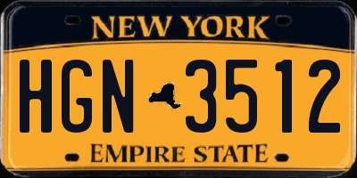 NY license plate HGN3512