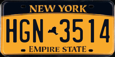 NY license plate HGN3514