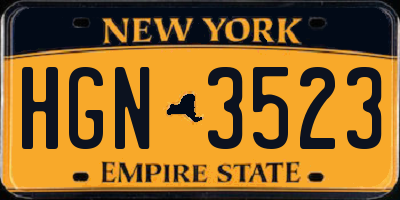 NY license plate HGN3523