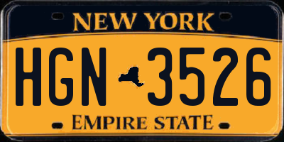 NY license plate HGN3526