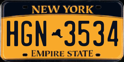 NY license plate HGN3534