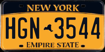 NY license plate HGN3544