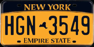 NY license plate HGN3549