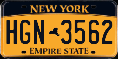 NY license plate HGN3562