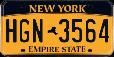 NY license plate HGN3564