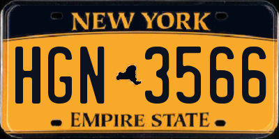 NY license plate HGN3566