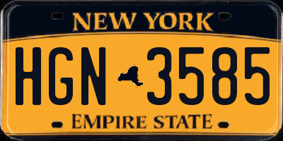 NY license plate HGN3585
