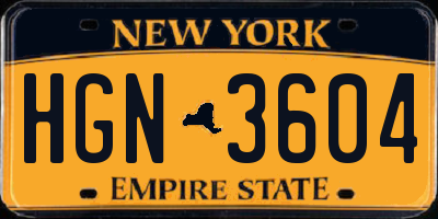 NY license plate HGN3604