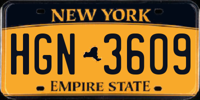 NY license plate HGN3609
