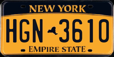 NY license plate HGN3610