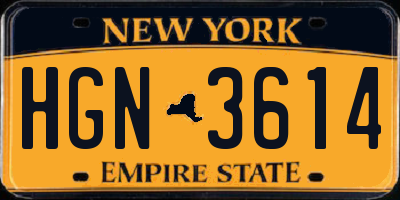 NY license plate HGN3614