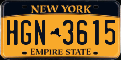 NY license plate HGN3615