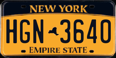NY license plate HGN3640