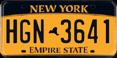 NY license plate HGN3641