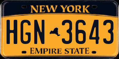 NY license plate HGN3643