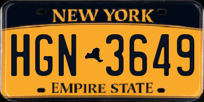 NY license plate HGN3649