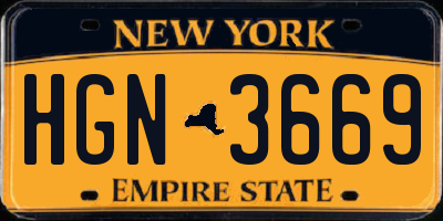 NY license plate HGN3669