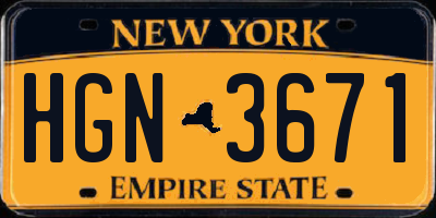 NY license plate HGN3671