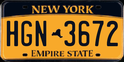NY license plate HGN3672