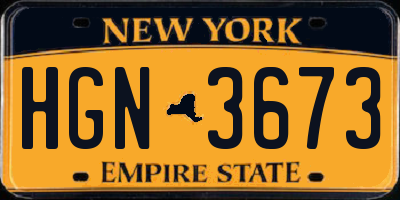 NY license plate HGN3673