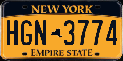NY license plate HGN3774