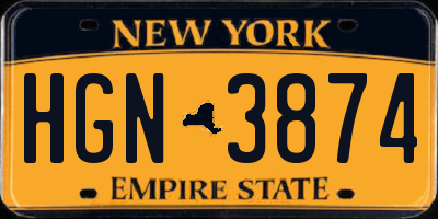 NY license plate HGN3874