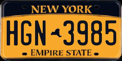 NY license plate HGN3985