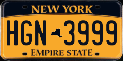NY license plate HGN3999