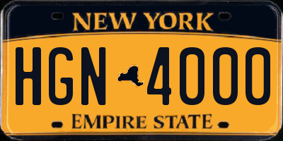 NY license plate HGN4000