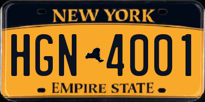 NY license plate HGN4001