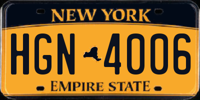 NY license plate HGN4006