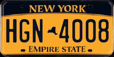 NY license plate HGN4008