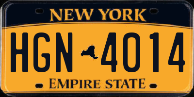 NY license plate HGN4014