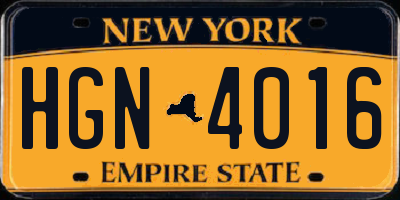 NY license plate HGN4016