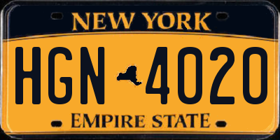 NY license plate HGN4020