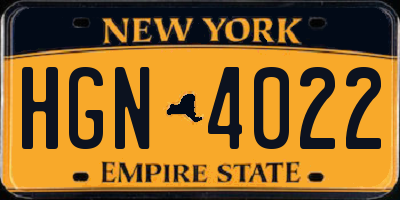 NY license plate HGN4022