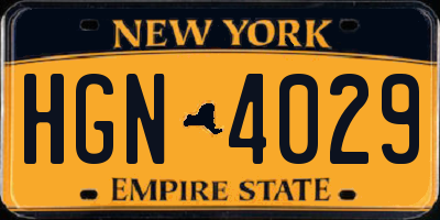 NY license plate HGN4029