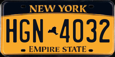 NY license plate HGN4032