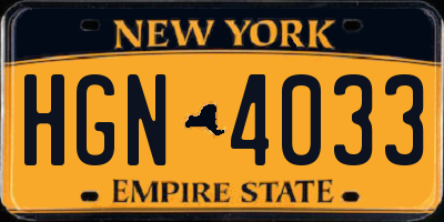 NY license plate HGN4033