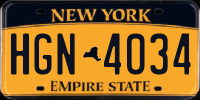 NY license plate HGN4034