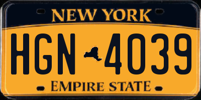 NY license plate HGN4039