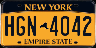 NY license plate HGN4042