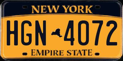 NY license plate HGN4072