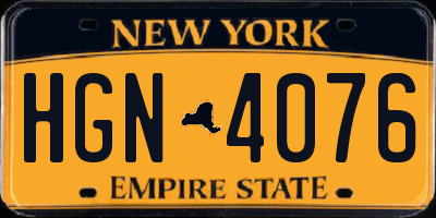 NY license plate HGN4076