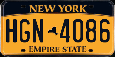 NY license plate HGN4086