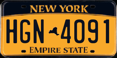 NY license plate HGN4091