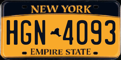 NY license plate HGN4093