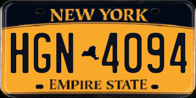 NY license plate HGN4094
